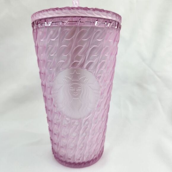 🔹️NWT Starbucks 2024 Pink Matte Chain Link Cold Drink w/Straw 16oz Tumbler - Picture 5 of 12